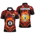 Billiard 8 Ball & 9 Ball Fire Lightning Custom 1/4 Zip Shirt Men's Polo Shirt S-5XL