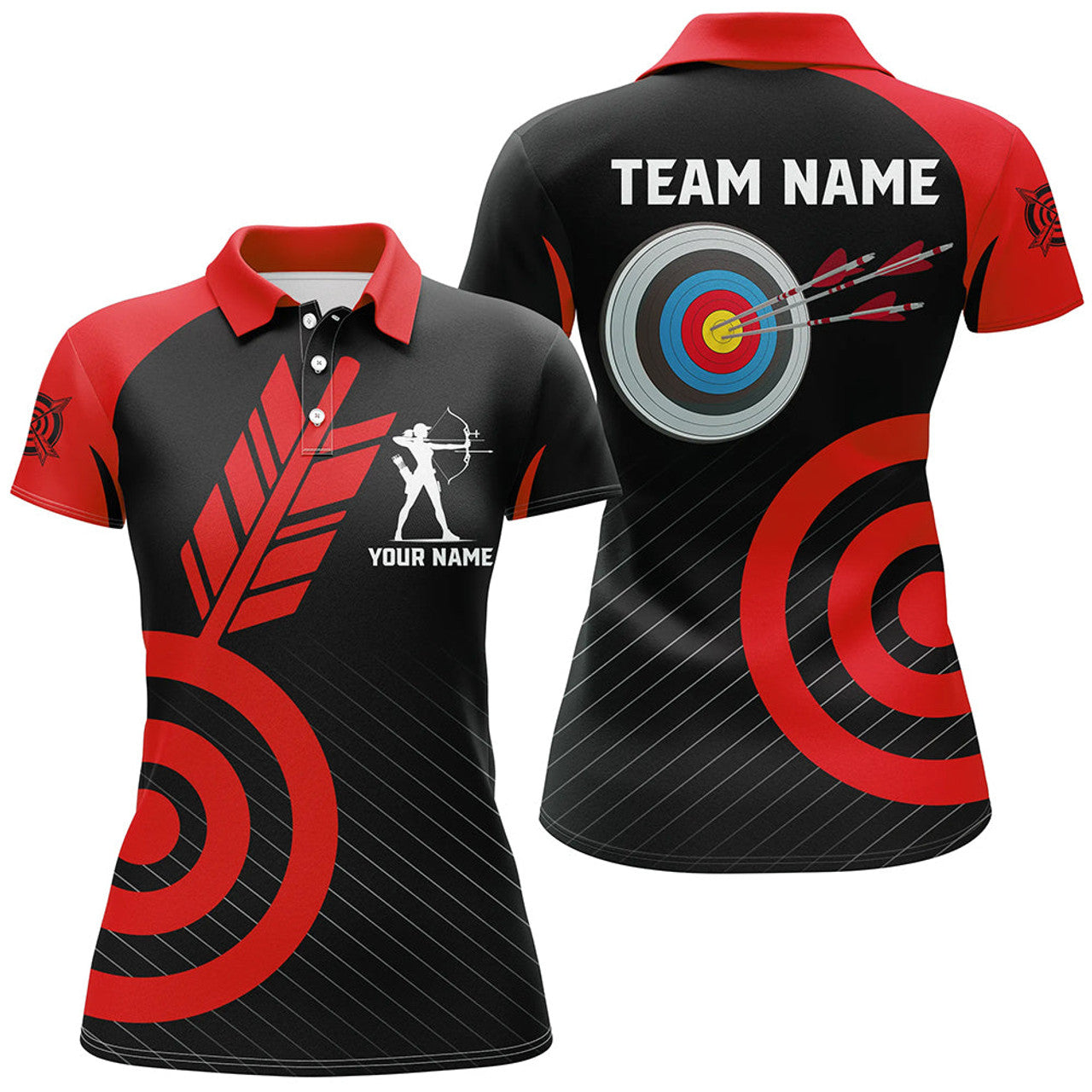 Custom Personalized Red Archery for Team League Women's Polo Shirts S-5XL