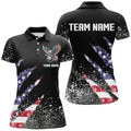 Custom Name US Flag Grunge Billiard Team Shirt for Women's Polo Shirts S-5XL