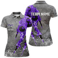 Custom Purple Thunder Lightning Grunge Billiard Team Women's Polo Shirts S-5XL