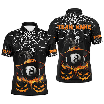 Custom Halloween Billiard Pumpkin 8 Ball Gift For Men Men's Polo Shirt S-5XL