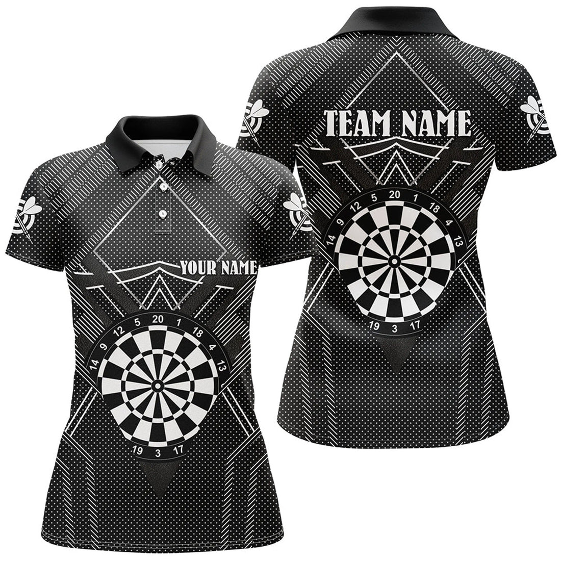 Custom Black Darts Personalized Darts Team Uniform Women's Polo Shirts S-5XL