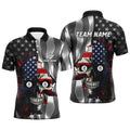 Personalized Billiard Skull American Flag Patriotic Jersey Men's Polo Shirt S-5XL