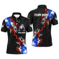 Custom Grunge US Flag Smoke Billiard Patriotic Mens Polo Shirt S-5XL