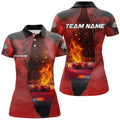 Custom Red Fire Billiard Balls 3D Printed Billiards Design Women's Polo Shirts S-5XL