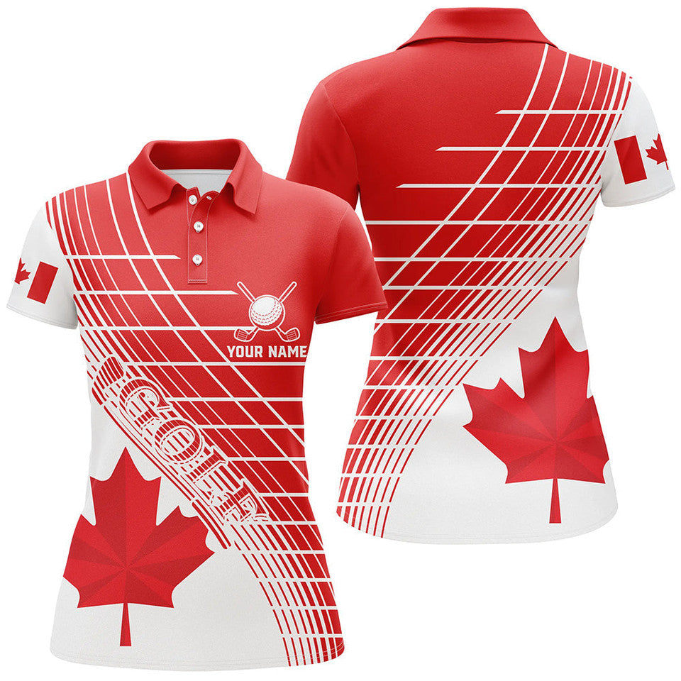 Custom Canada Leaf Red and White Flag Golf Shirt for Ladies Women's Polo Shirts S-5XL