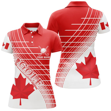 Custom Canada Leaf Red and White Flag Golf Shirt for Ladies Women's Polo Shirts S-5XL