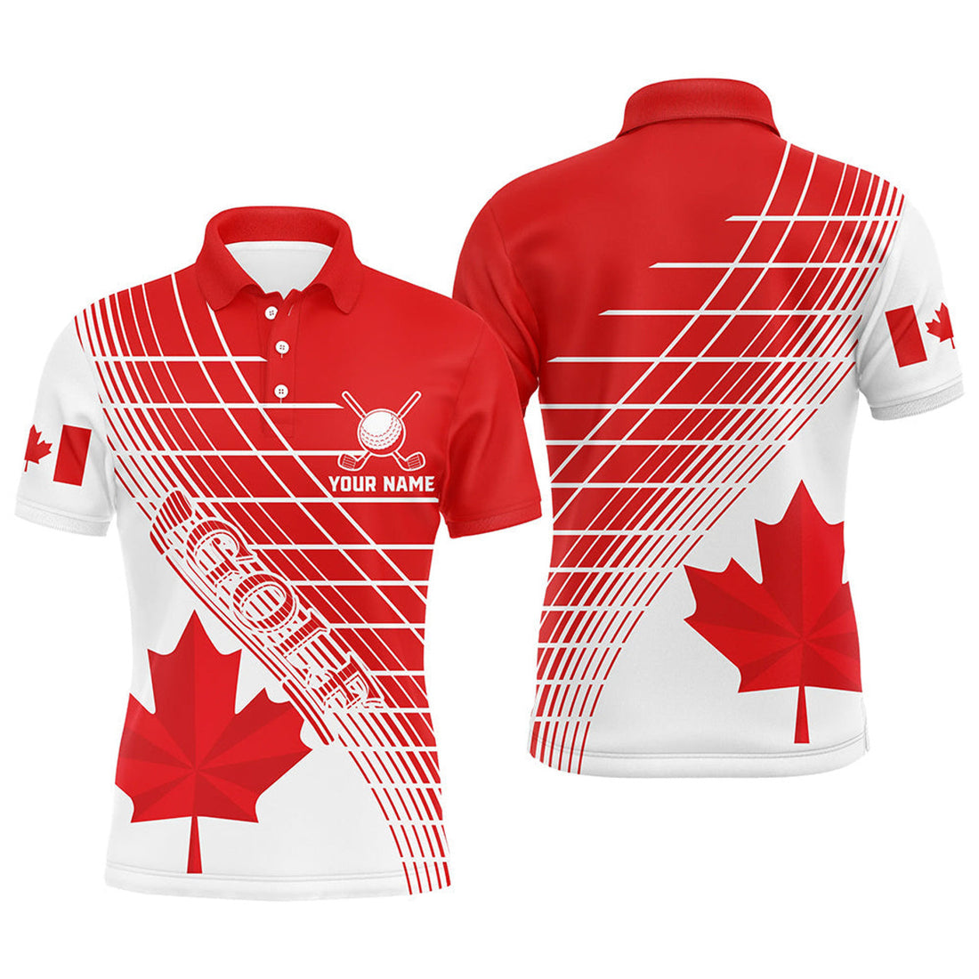 Custom Red Canada Leaf Golf Men's Polo Shirt S-5XL