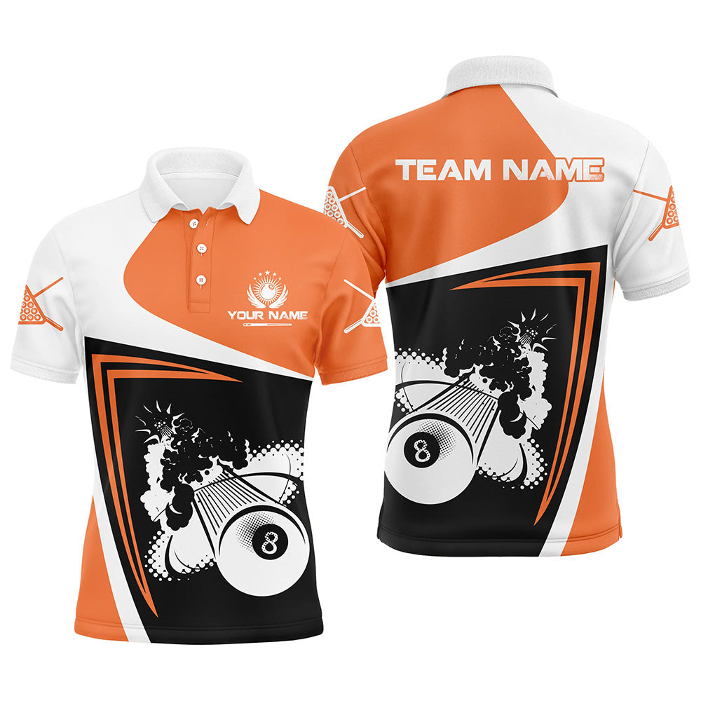 Orange Billiards Boom 8 Ball Custom Name Polo Shirt Size S-5XL Men's Polo Shirt