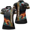 Custom American Flag Flaming 8 Ball Pool Billiard Attire Women's Polo Shirts S-5XL