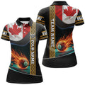 Custom Personalized Canada Flag Flaming 8 Ball Pool Women's Polo Shirts S-5XL