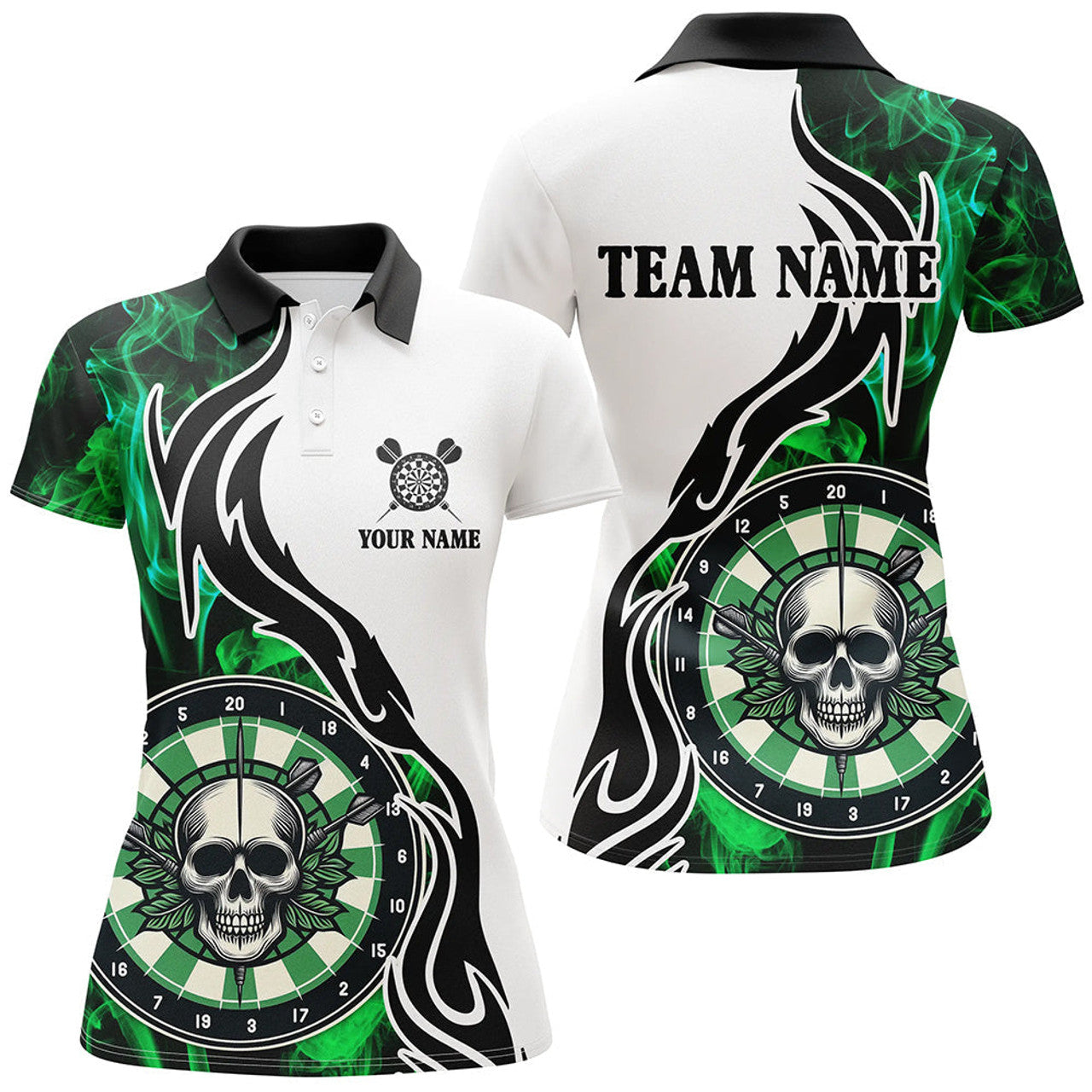 Custom Skull Darts Team Shirt with Smoke and Board Design Women's Polo Shirts S-5XL