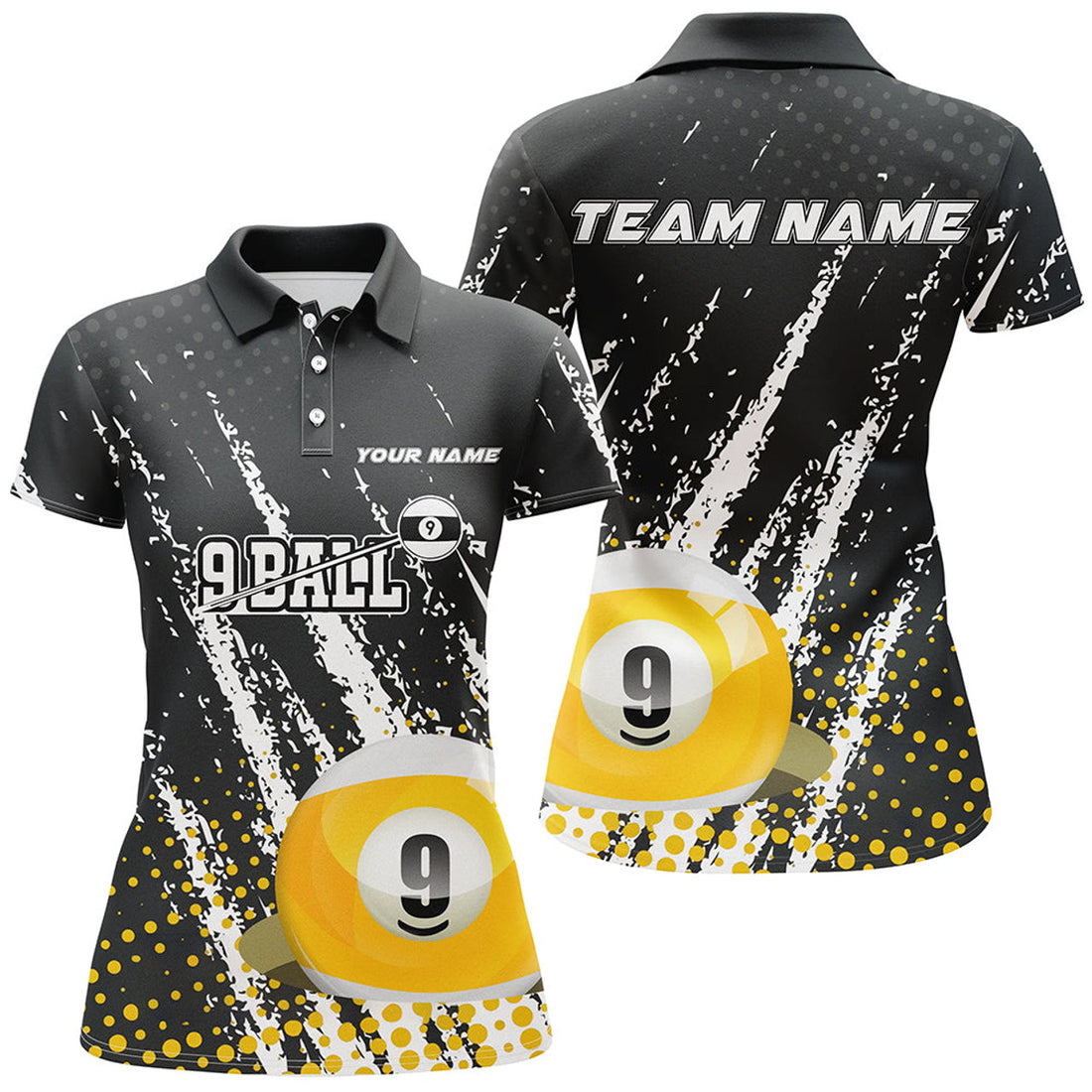 Custom Grunge 9 Ball Pool Sport Billiard Women Polo Shirts S-5XL