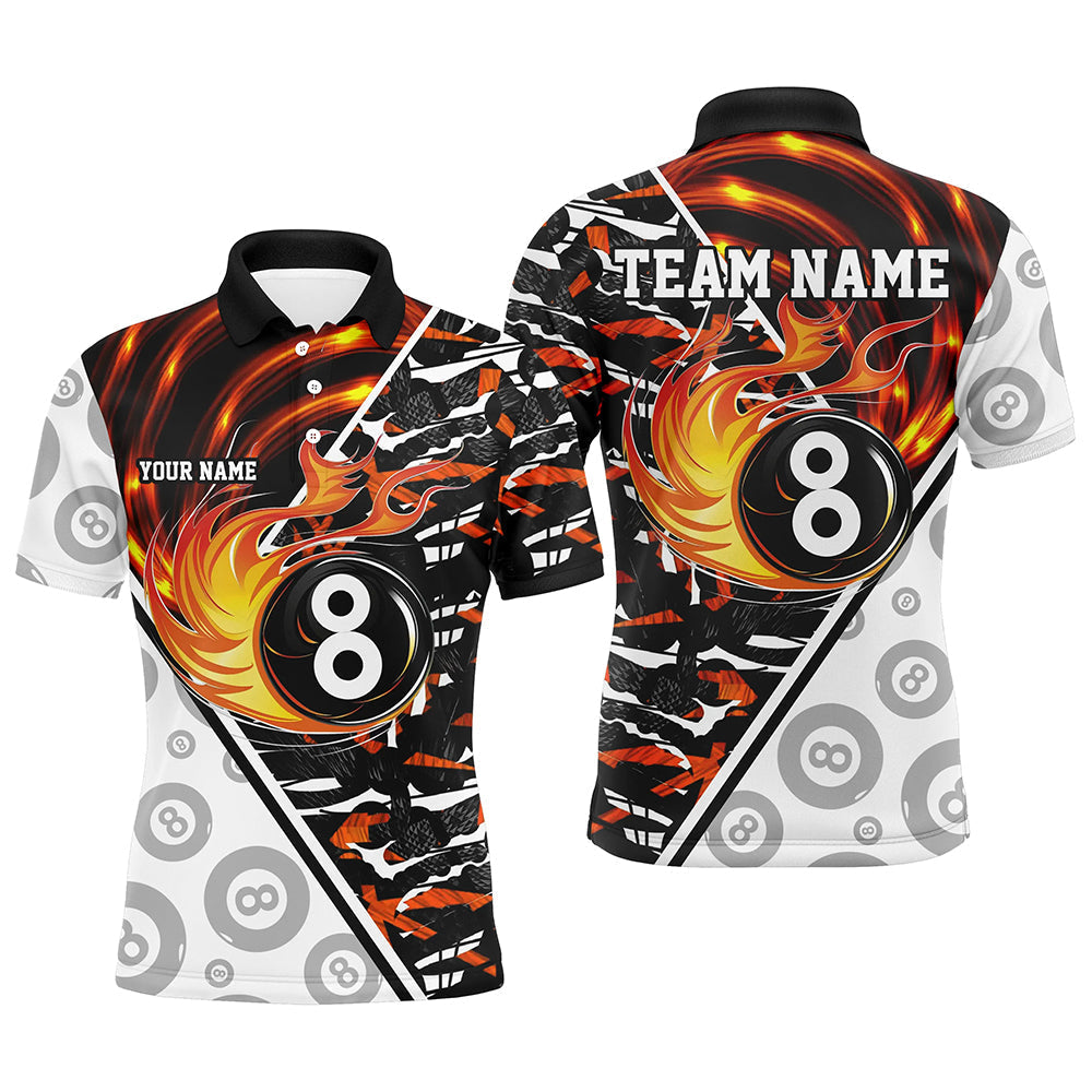 Custom Billiard 8 Ball Pool Fire Polo Shirt Size S-5XL Men's Polo Shirt