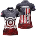 Custom Retro USA Flag Archery Patriotic US Archer Women's Polo Shirts S-5XL