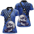 Custom Grunge Blue Billiard Skull Shirt for Pool Team Club Women's Polo Shirts S-5XL