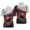 Personalized Billiard Grey Grunge Fire 8 Ball Pool Cue Men's Polo Shirt S-5XL