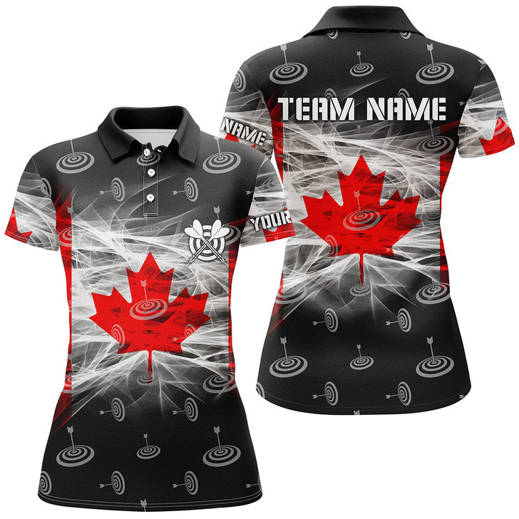 Custom Canada Flag Dart Team Shirt Patriotic Style Women's Polo Shirts S-5XL