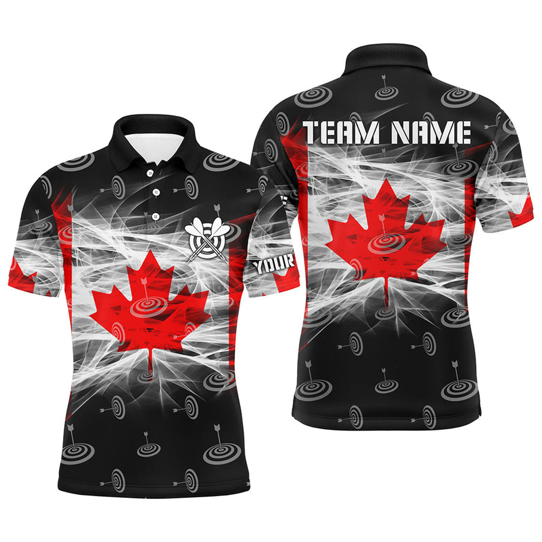 Custom Canadian Flag Dart Team Jerseys Men's Polo Shirt S-5XL