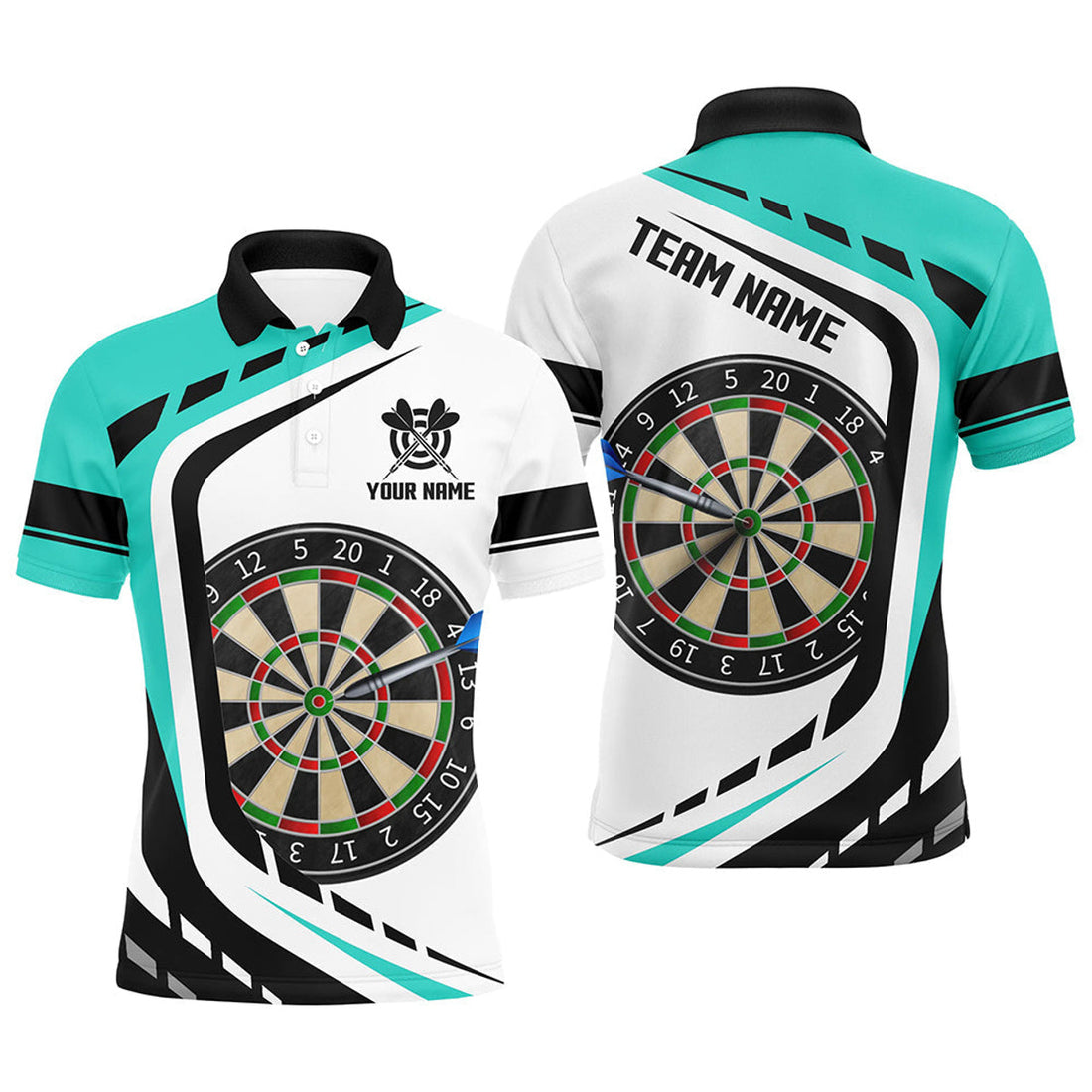 Personalized Turquoise Dart Jerseys Custom Uniform for Team Men's Polo Shirt S-5XL