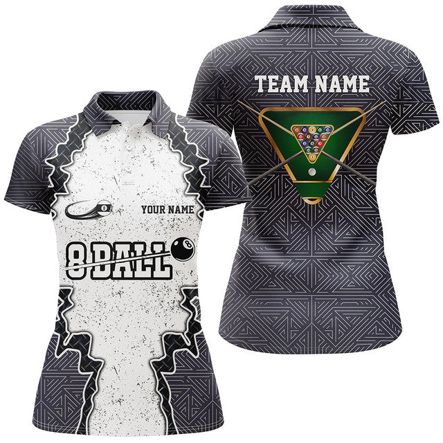 Custom Name Funny 8 Ball Pool Team Personalized Armor Women's Polo Shirts S-5XL