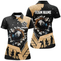 Custom Gold Funny 8 Ball Pool Crack Team Billiard Women's Polo Shirts S-5XL