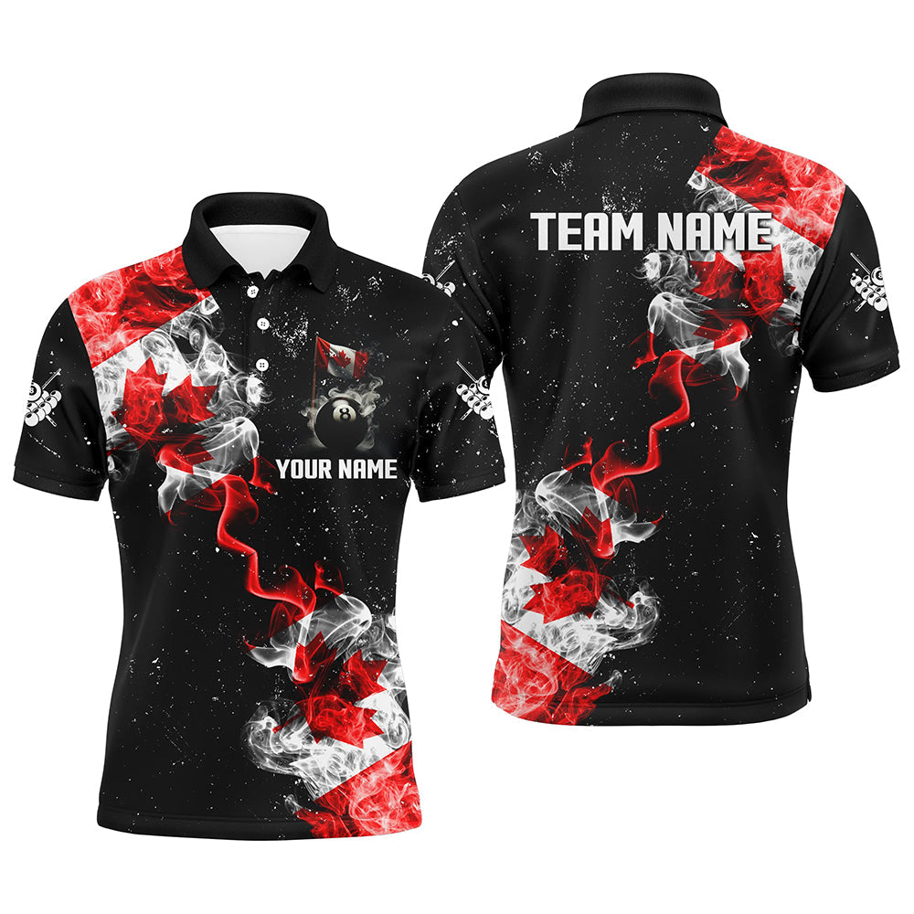Custom Billiard 8 Ball Canada Flag Smoke Personalized Men's Polo Shirt S-5XL