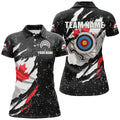 Custom Patriotic Canada Flag Grunge Archery Design Women's Polo Shirts S-5XL