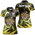 Custom Name Yellow Dart Board Lightning Polo For Dart Team Women's Polo Shirts S-5XL