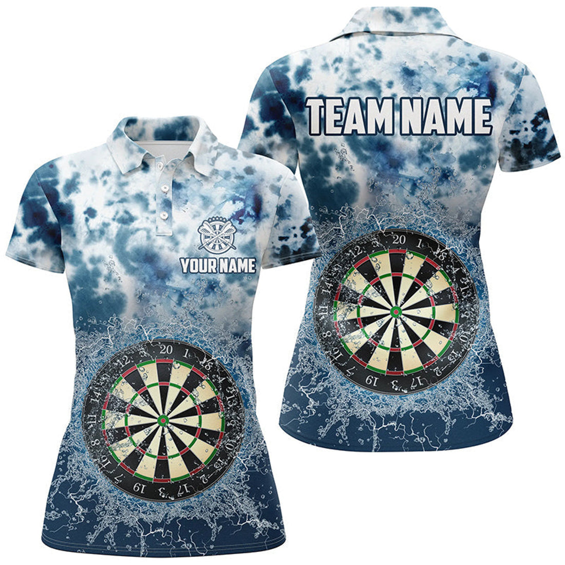 Custom 3D Printed Darts Board in Water Darts Team Women's Polo Shirts S-5XL