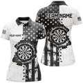 Custom Personalized Black White Grunge US Flag Darts Shirts Women's Polo Shirts S-5XL