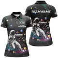 Custom Astronaut Playing Billiard 3D Printed Funny Women Polo Shirts S-5XL