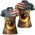 Custom Vintage US Flag 8 Ball Burning Billiard Shirts For Women's Polo Shirts S-5XL