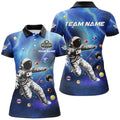 Custom Funny Astronaut Billiard Printed Blue Apparel Women's Polo Shirts S-5XL