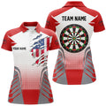 Custom White Red US Flag Women Darts for Team Women's Polo Shirts S-5XL