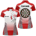 Custom White Red Canada Flag Darts for Team Women's Polo Shirts S-5XL