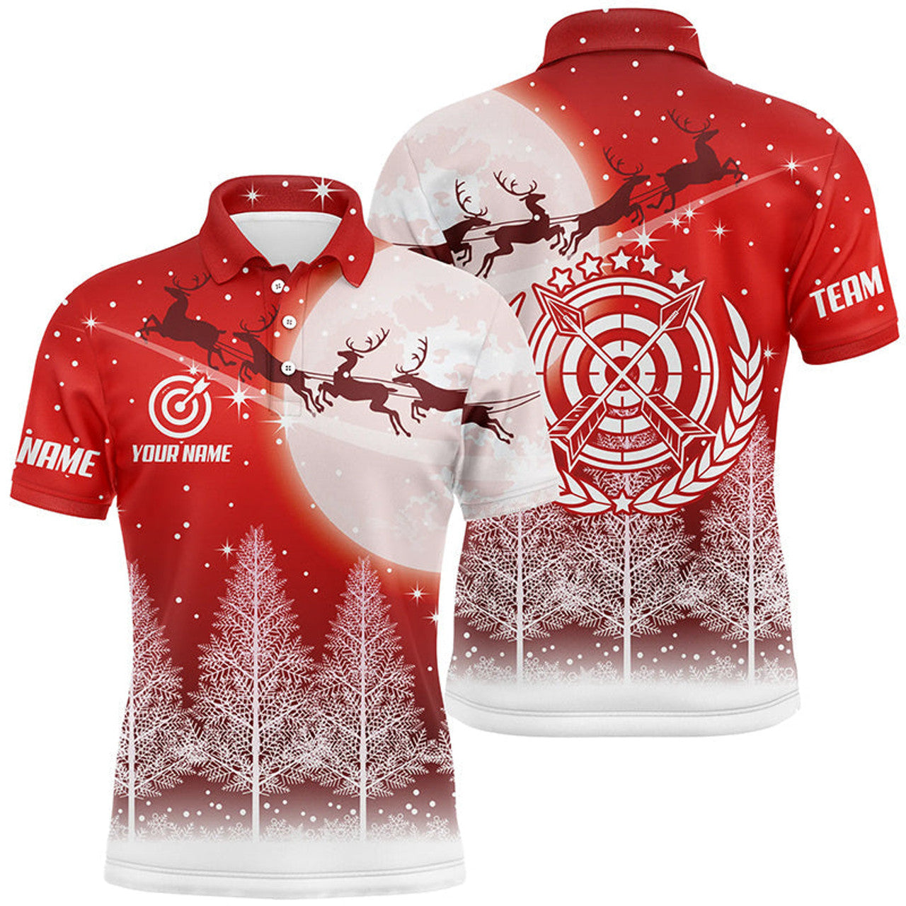 Funny Christmas Pine Trees Archery Custom Cute Shirts Mens Polo Shirt S-5XL