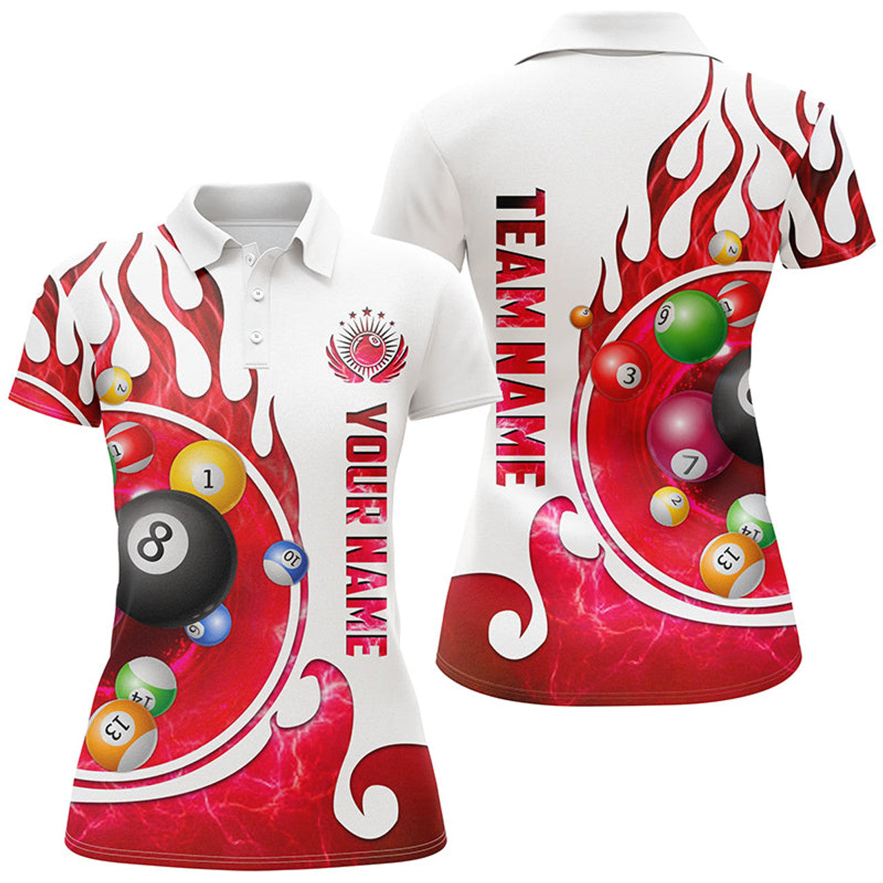 Custom Personalized Billiard Fire Team Name Billiard Shirt Women's Polo Shirts S-5XL