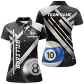 Custom Black Billiard 8 Ball 10 Ball Pool Uniform Shirts Women's Polo Shirts S-5XL