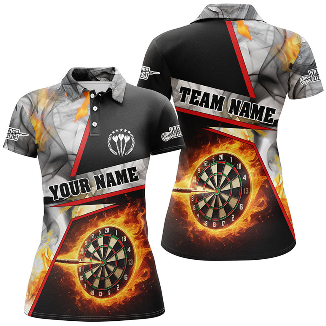 Personalized Darts Flame Grey Smoke Women Polo Shirts Size S-5XL