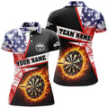 Custom Personalized Darts Flame US Flag Smoke Dart Women's Polo Shirts S-5XL
