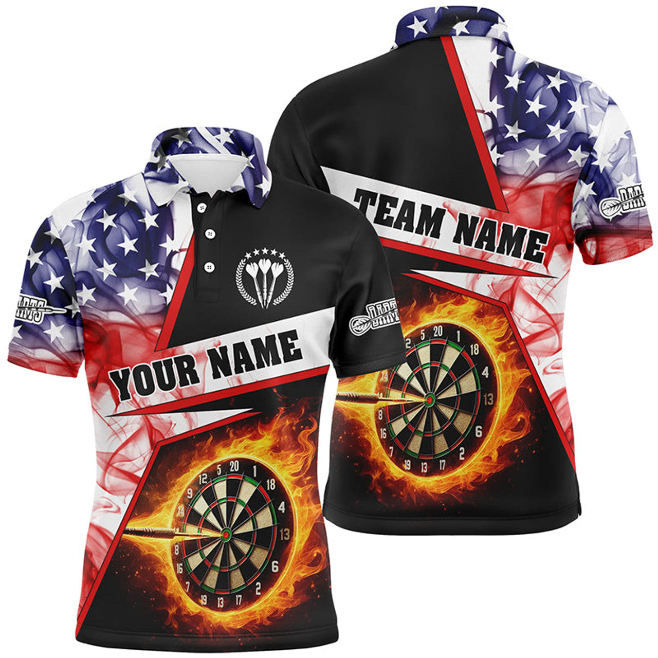 Personalized Darts Flame US Flag Shirt Men's Polo Shirt S-5XL