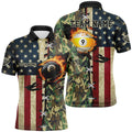 Billiards Ball 8 9 Fire American Flag Custom Green Camo Mens Polo Shirt S-5XL