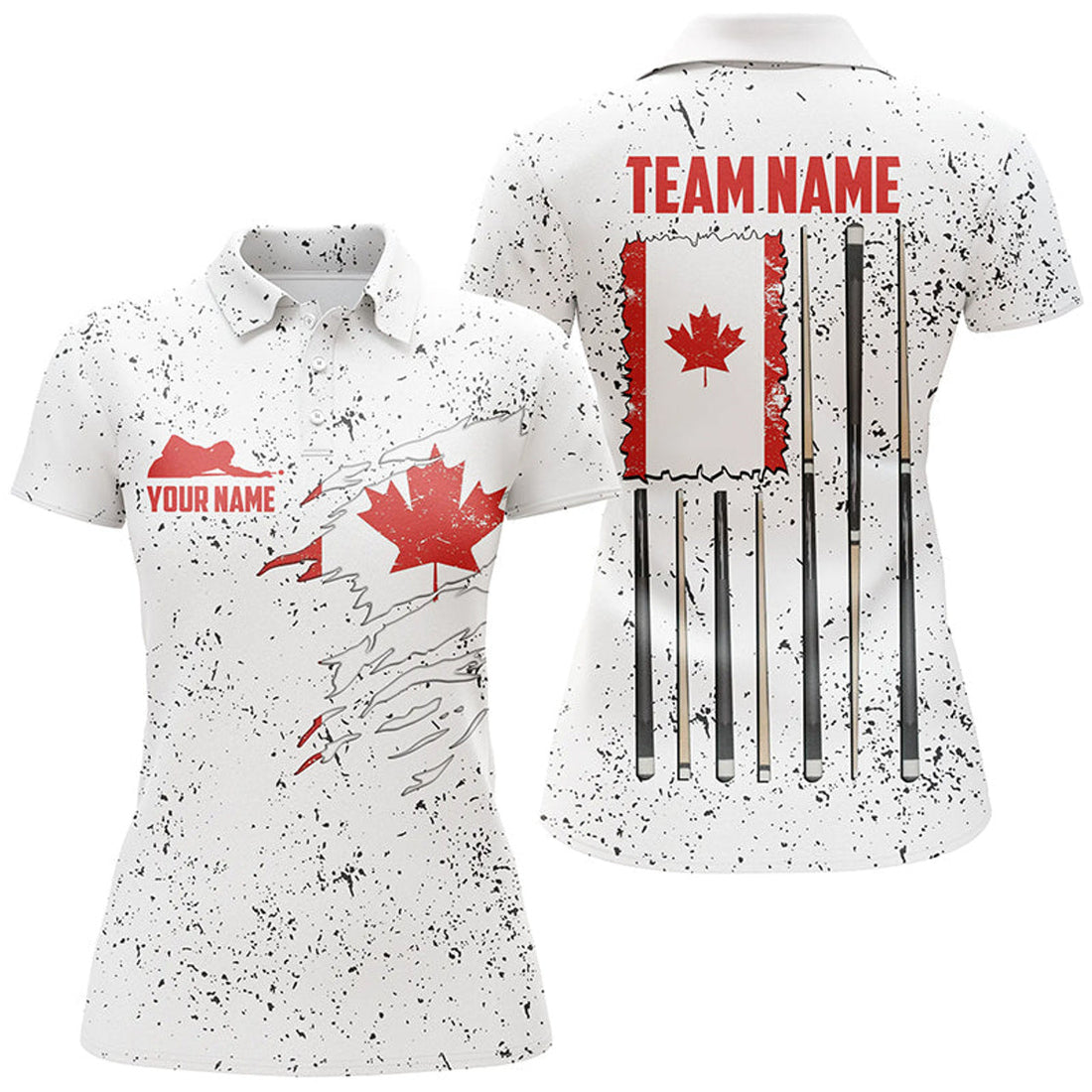 Custom Name Canadian Flag Billiard Player Shirt Women's Polo Shirts S-5XL