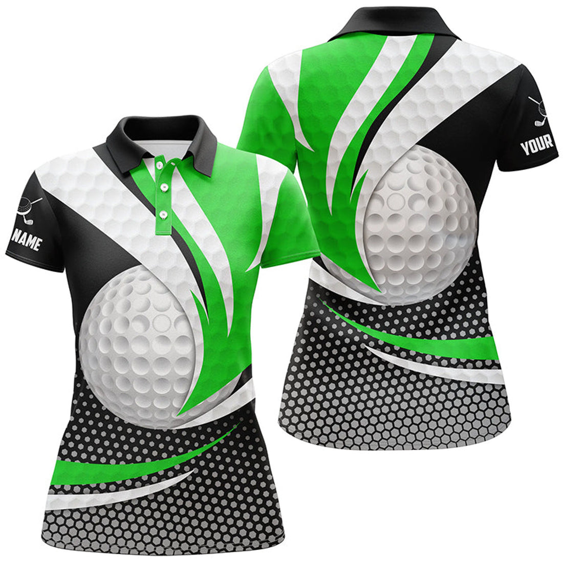 Custom Green Black Golf Outfit for Ladies Top Golf Gifts Women's Polo Shirts S-5XL