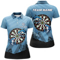 Custom Shark Dart Board Blue Funny Darts Polo Gifts Women's Polo Shirts S-5XL