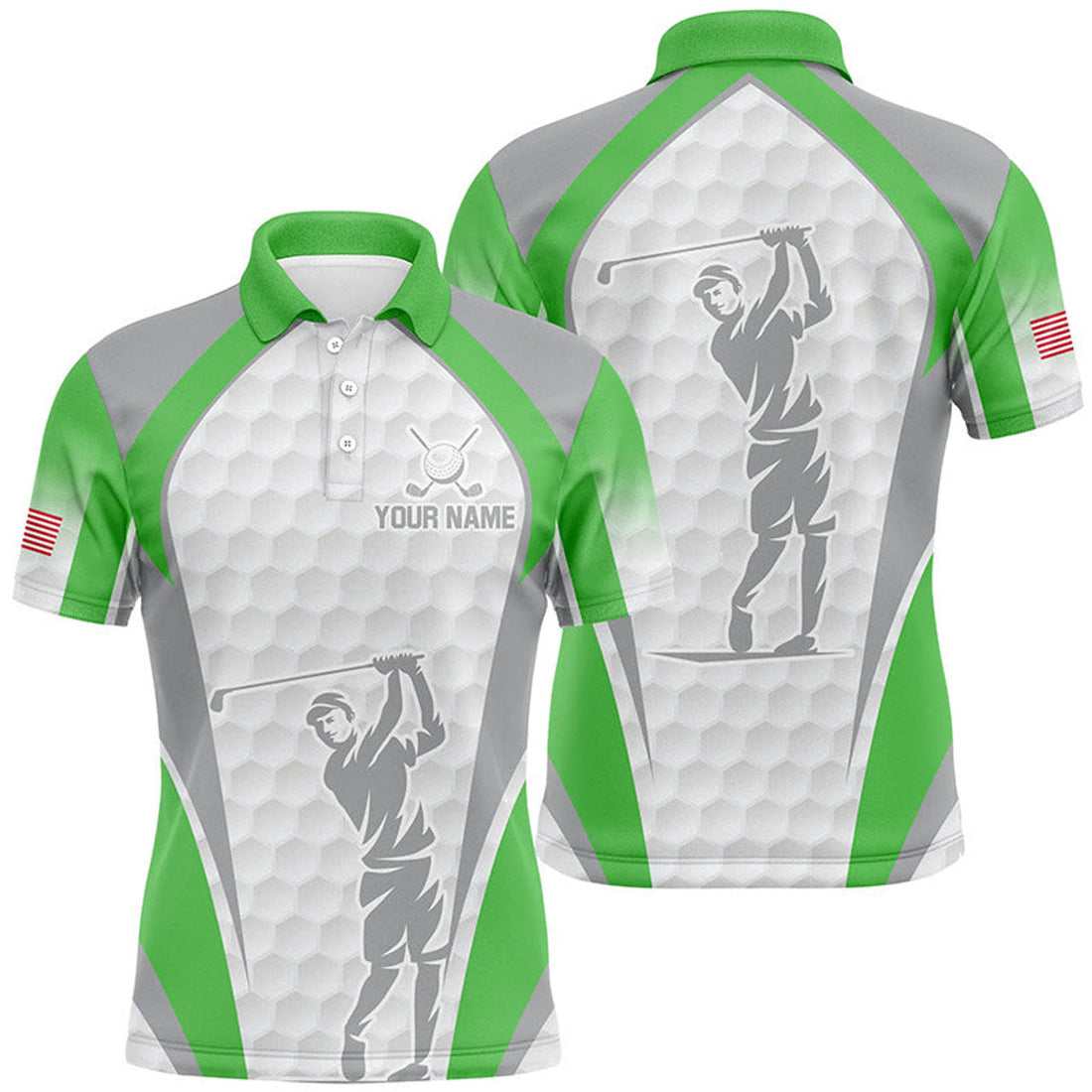 Custom White and Green Golf Shirt Custom Name Team Outfit Men's Polo Shirt S-5XL