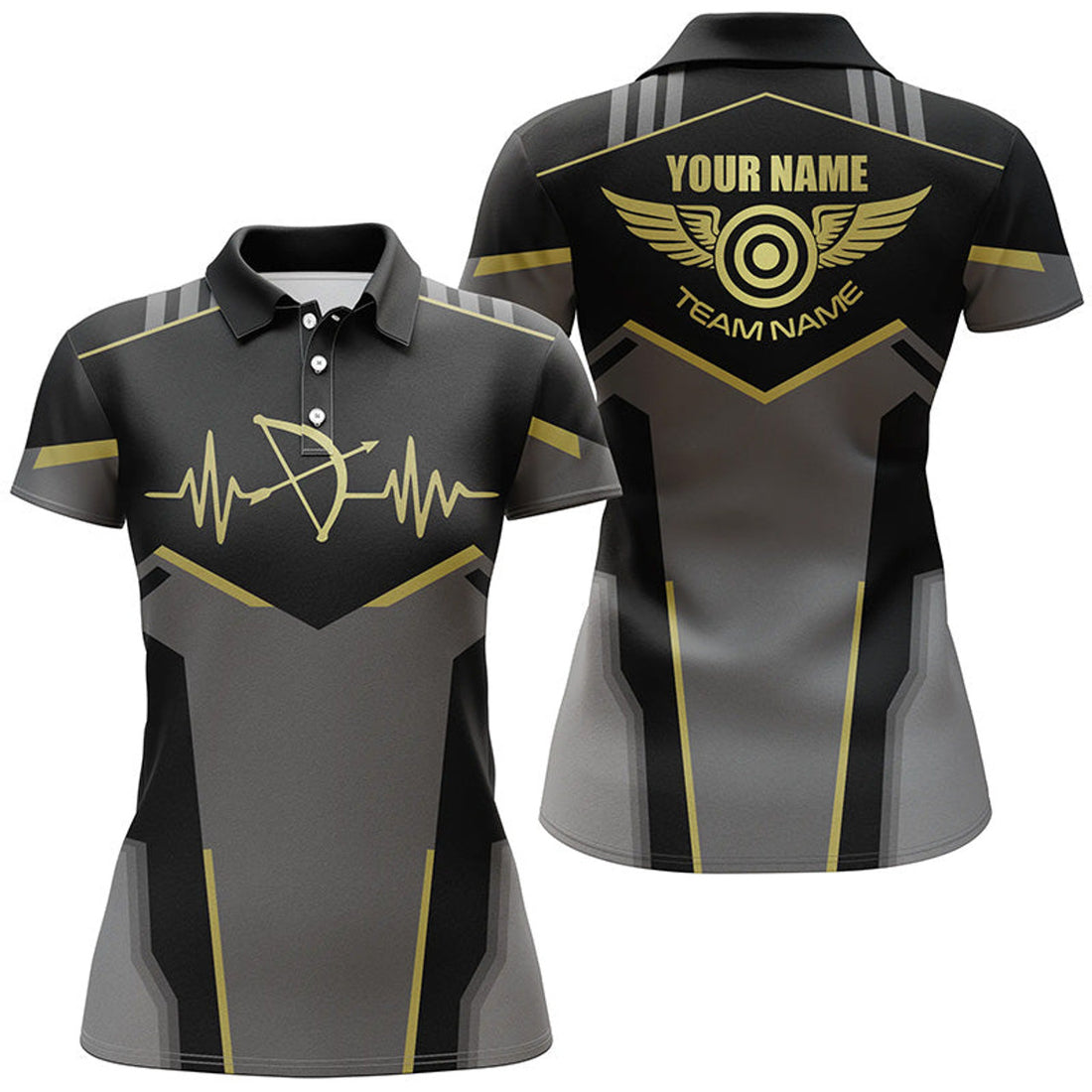 Custom Funny Archery Heartbeat For Archery Yellow Women's Polo Shirts S-5XL