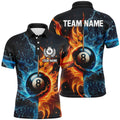 Customized Billiard Water and Fire 3D Printed Men's Polo Shirt S-5XL