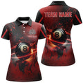 Custom Red Glowing 8 Ball Pool 3D Billiard for Team Women's Polo Shirts S-5XL